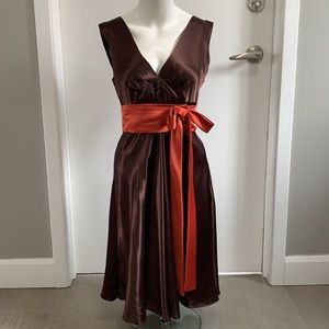 Handmade brown satin dress
